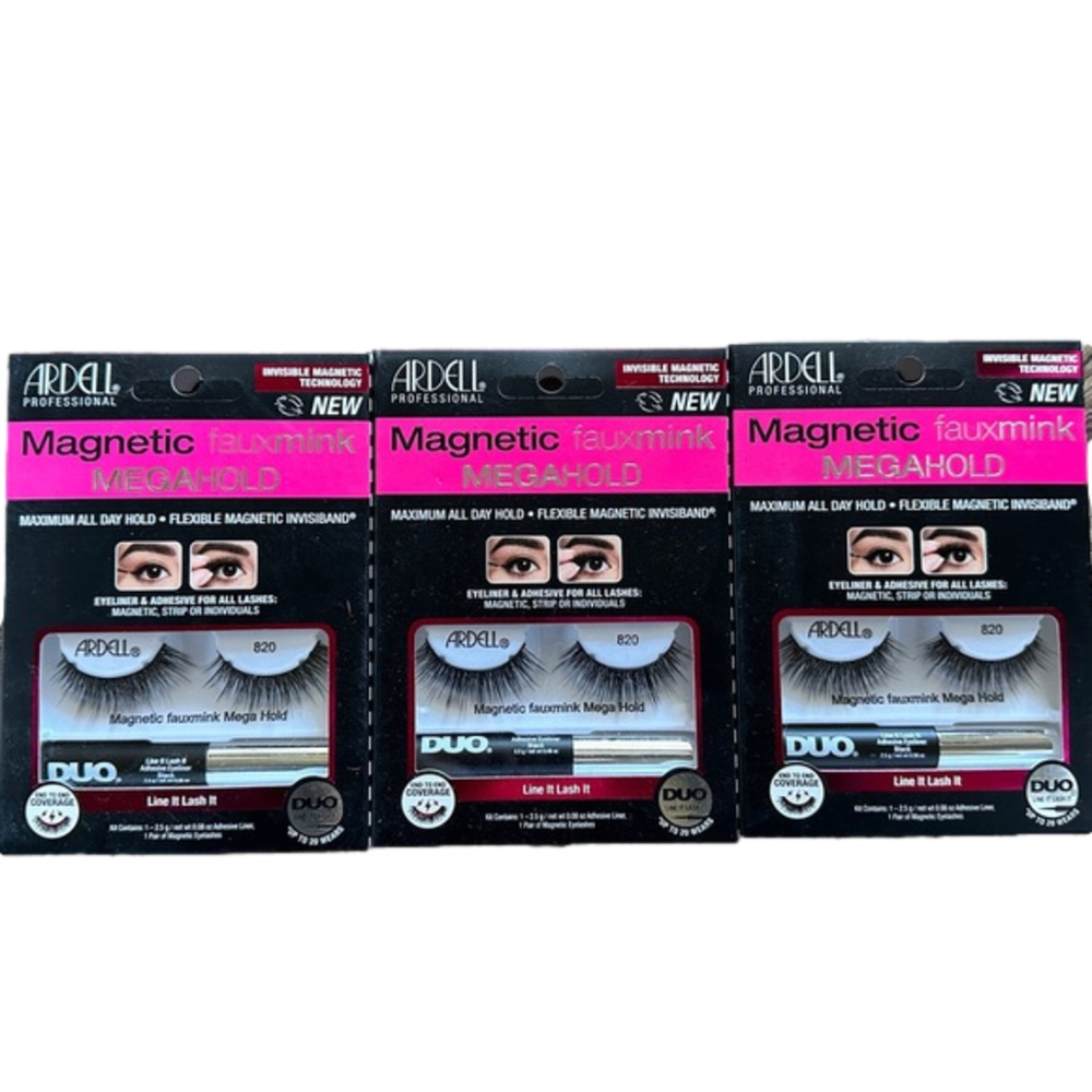 New 3 packs Ardell Magnetic‎ Fauxmink Megahold Black Lashes